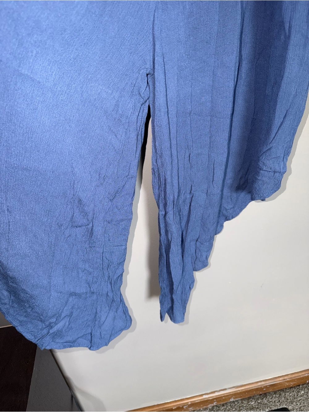 Elan Blue/Purple Crinkle Maxi Dress Romper w pockets - Picture 2 of 7